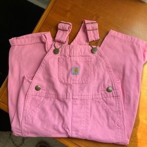 Like new baby Carhartt pink cotton canvas overalls